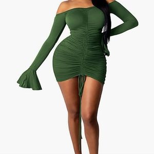Green dress with flair sleeves